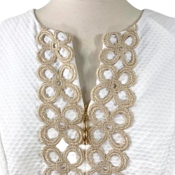 Lilly Pulitzer Dress Mila White & Gold Shift Size 0 - Picture 6 of 10